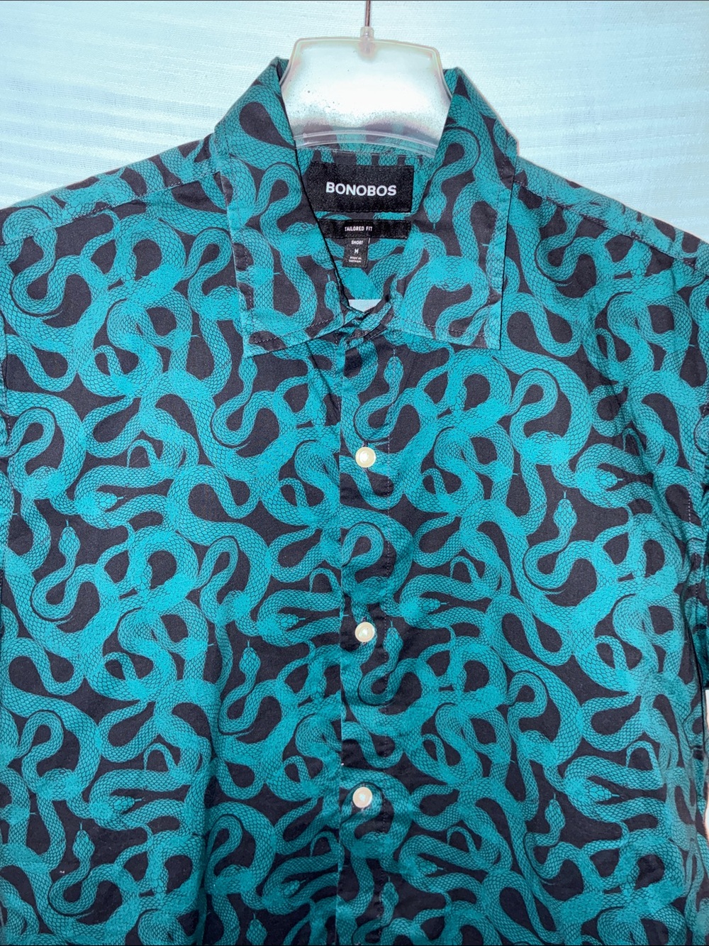 Bonobos, Men’s Tailored Fit, Short Medium, Black w/Green Snakes